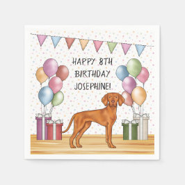 ハンガリー・ヴィズラのカラフルなパステル色のハッピーバースデー スタンダードカクテルナプキン