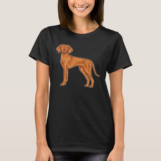 ハンガリー・ヴィズラ・ポインター犬のイラスト Tシャツ (正面)