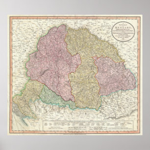 ハンガリー(1799年)のヴィンテージの地図 ポスター