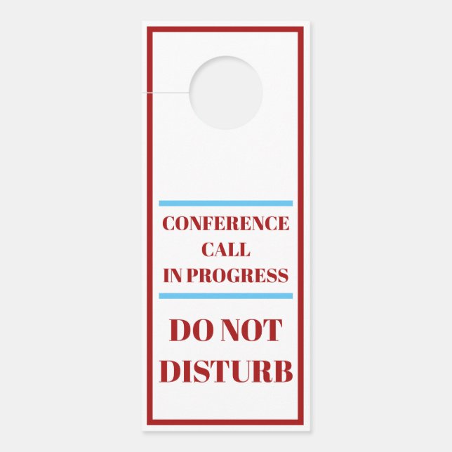 ハンガーの標識 – 電話会議の進行中 ドアノブサイン (正面)