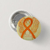 ハンガーオレンジ認識度エンジェルリボンピン 缶バッジ (正面&裏面)
