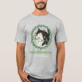 ハンガー付き黒猫クリスマスディストラクション Tシャツ