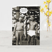 ハンキーフィッシャーマン魚釣りヴィンテージおもしろい写真 カード (黄色い花)