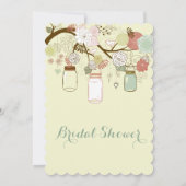 ハンギング メイソンジャー & レトロ フラワーズ ブライダル シャワー 招待状 (裏面)