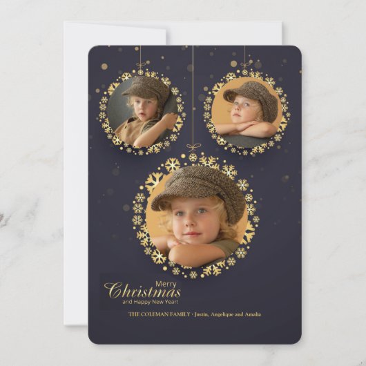 ハングィングオーナメント 3枚写真 ホリデーカード (正面)