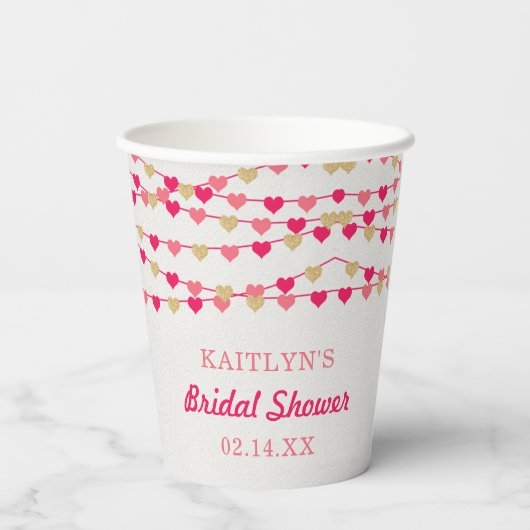 ハングイングストリングラブハーツ ブライダルシャワー 紙コップ (裏面)