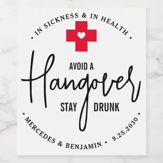 ハングオーバーステイ飲レリーフ、 浮き彫りキット結婚式の引き出物 ワインラベル (シングルラベル)