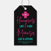 ハングオーバーレリーフ、 浮き彫りキットホットピンクティール（緑がかった色）結婚式の引き出物 ギフトタグ (裏面)