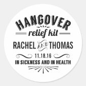 ハングオーバーレリーフ、 浮き彫りキット |薬用結婚式の引き出物 ラウンドシール (正面)