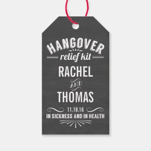 ハングオーバーレリーフ、 浮き彫りキット |黒板結婚式の引き出物 ギフトタグ (正面)