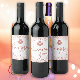 ハングオーバーレリーフ、 浮き彫りキッモダントバラ金ゴールド結婚式の引き出物 ワインラベル