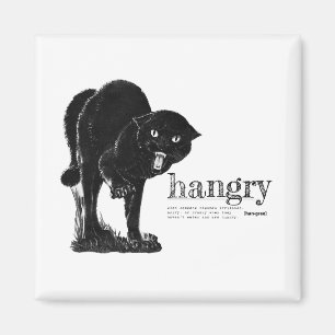 ハングリヴィンテージ怒おもしろい黒猫の定義 マグネット