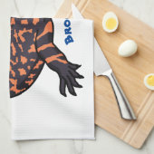 ハングリーギラモンスタントリザード漫画イラストレーション キッチンタオル (四つ折り)