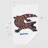 ハングリーギラモンスタントリザード漫画イラストレーション ゴルフタオル (インサイチュ)