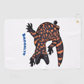 ハングリーギラモンスタントリザード漫画イラストレーション ゴルフタオル (横)