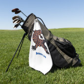 ハングリーギラモンスタントリザード漫画イラストレーション ゴルフタオル (グリーン)