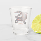 ハングリーギラモンスタントリザード漫画イラストレーション ショットグラス (裏面)