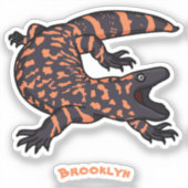 ハングリーギラモンスタントリザード漫画イラストレーション シール (正面)