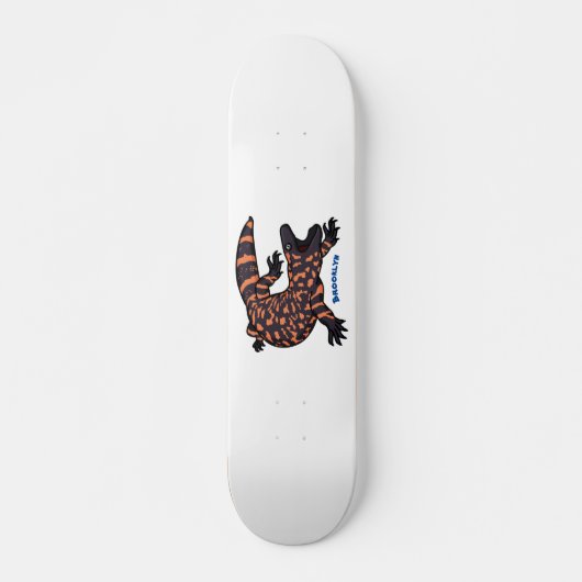 ハングリーギラモンスタントリザード漫画イラストレーション スケートボード (正面)