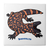 ハングリーギラモンスタントリザード漫画イラストレーション タイル (正面)