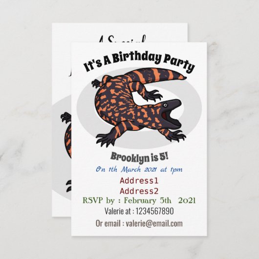 ハングリーギラモンスタントリザード漫画イラストレーション 招待状 (正面/裏面)