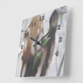 ハングリーレッドパンダ スクエア壁時計 (傾斜)