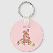 ハングリー＆スリーピーバニー（うさぎ）ピンクキーチェーン キーホルダー (裏面)