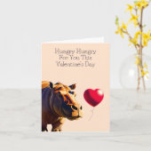 ハングリー・ヒッポのバレンタインデーカード - 面白くてかわいい カード (黄色い花)