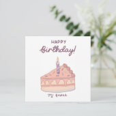 ハングルと英語の韓国語の誕生日ケーキ イラスト カード (スタンド正面)