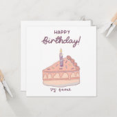 ハングルと英語の韓国語の誕生日ケーキ イラスト カード (正面/裏面インサイチュ)