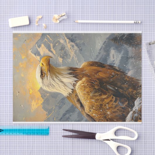 ハングルイーグルの水の色の山々のデコページ 薄葉紙 (クラフト)