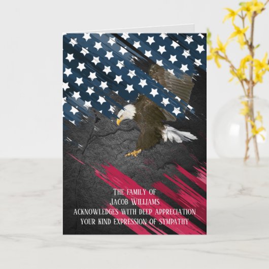 ハングルイーグルオンフラッグ感謝してい悔やみや弔慰ユー カード (黄色い花)