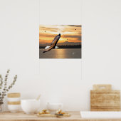 ハングルイーグルオーバーオリンピックマウンテンサンセットファインアート ポスター (キッチン)