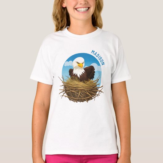 ハングルイーグルネストカワイワイワイルドライフ自然キャンプ名おもしろい Tシャツ (正面)