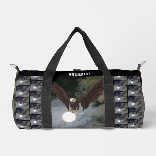 ハングルイーグルフルムーンパーソナライズされたファンタジー ダッフルバッグ (正面)