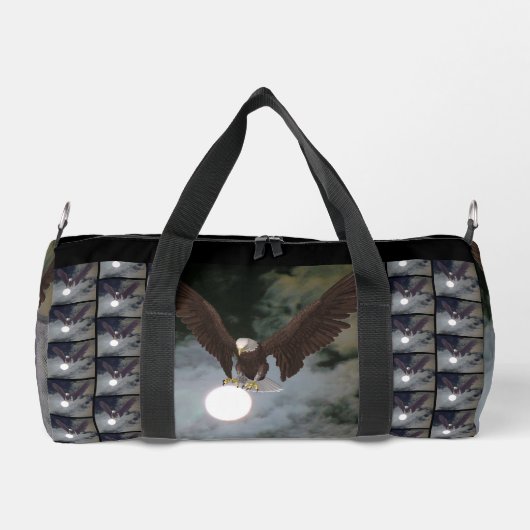 ハングルイーグルフルムーンパーソナライズされたファンタジー ダッフルバッグ (裏面)