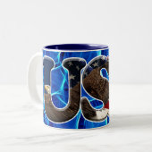 ハングルイーグル&フラッグ愛国的フラクタルタンブラー ツートーンマグカップ (正面左)