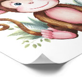 ハングルース ステイ ハッピー - ベイビー モンキー 保育園 壁 ポスター (角)