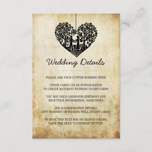 ハング・ハート・ツリー ヴィンテージ ウェディングコレクション エンクロージャーカード (正面)