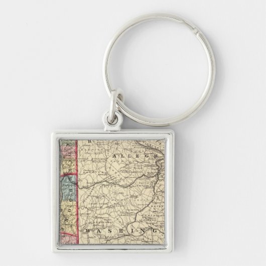 ハンコック郡、ブルック郡、オハイオ郡、マーシャル郡の地図 キーホルダー (正面)