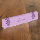 ハンサのヘナの手(紫) デスクネームプレート (側面)