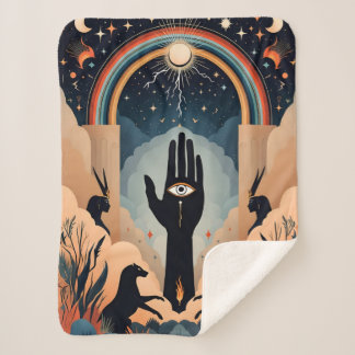 ハンサアイと神秘的シンボル毛布 – スピリチュアル シェルパブランケット