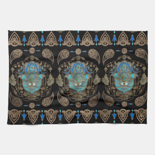 ハンサハンドオブファティマオーナメント キッチンタオル (横)