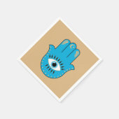 ハンサハンドギリシャ悪のアイブルー スタンダードカクテルナプキン (角)