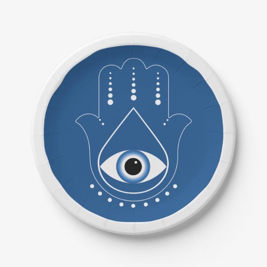 ハンサハンドギリシャ悪のアイブルー ペーパープレート (正面)