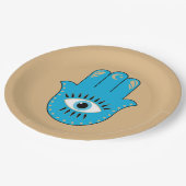 ハンサハンドギリシャ悪のアイブルー ペーパープレート (アングル)