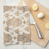 ハンサハンドパターンパステル金ゴールド キッチンタオル (四つ折り)