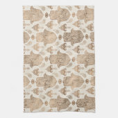 ハンサハンドパターンパステル金ゴールド キッチンタオル (縦)