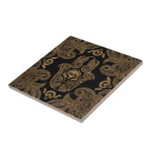 ハンサハンドブラックアンド金ゴールドオーナメント タイル (側面)