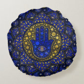 ハンサハンド-ファティマドットアートラピスラズリ ラウンドクッション (裏面)